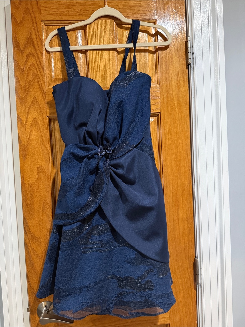 Navy Mini Cocktail Dress with Front Knot Detail